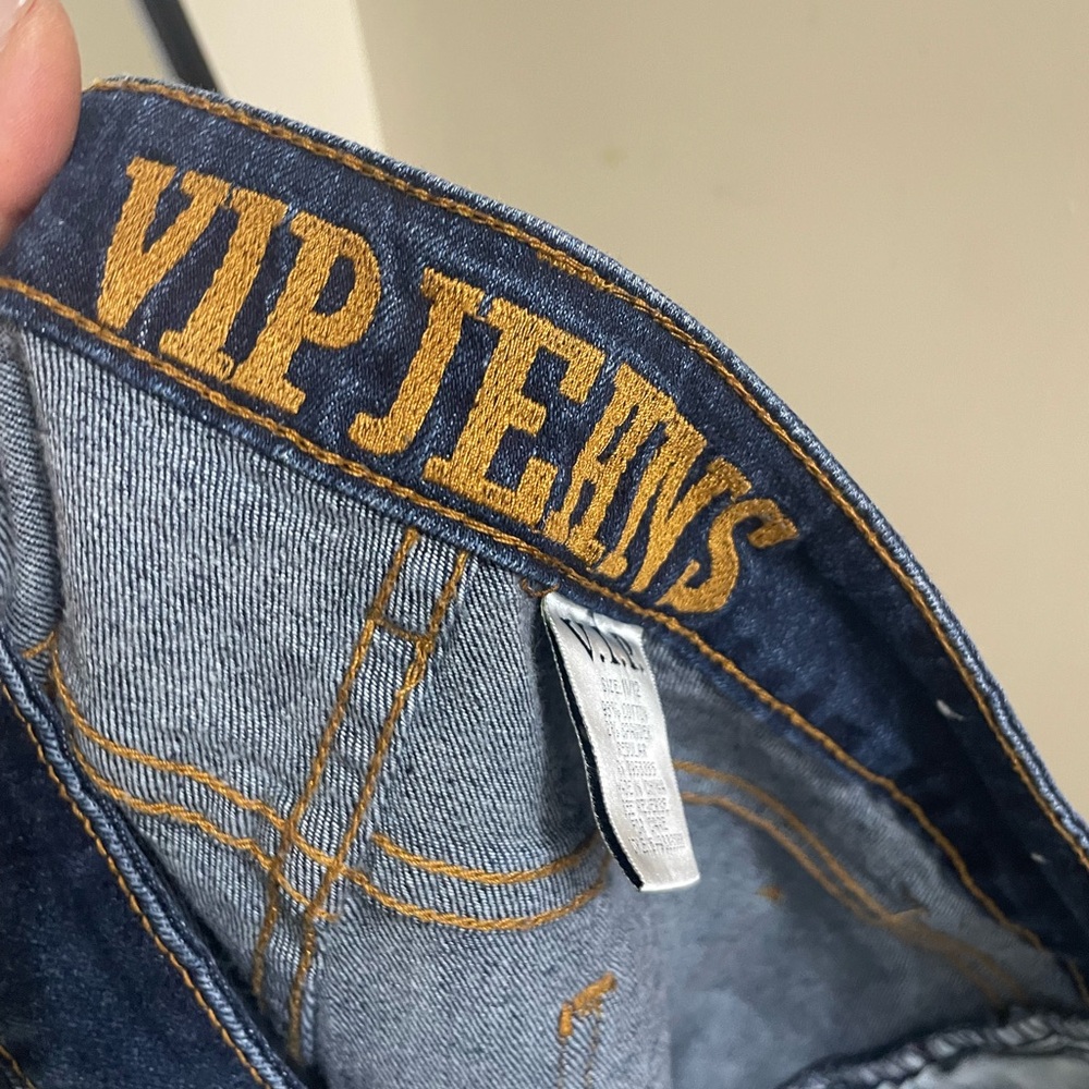 VIP Dark Blue Distressed Ankle Jeans - Picture 2 of 4